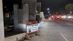 Penggalian Saluran Precast, Pengguna Jalan Dihimbau Hati-Hati Saat Malam Hari