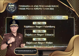 Kejari Sidoarjo Raih Penghargaan Satker Tipe A Penyelesaian Tindak Pidana Korupsi
