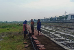 Program Pavingisasi, Pemdes Karang Tanjung Percantik Lapangan Sepak Bola
