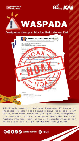 KAI Daop 7 Madiun Ingatkan Masyarakat Ada Penipuan Rekrutmen Palsu