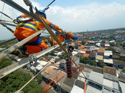 Peringati HLN ke 80, PLN UIT JBM Lakukan Cleaning Isolator SUTET 500kV Kediri- Paiton