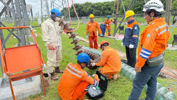 PLN UIT JBM Ganti Isolator Pecah di GITET 500 kV Kediri, Penyaluran ke Pelanggan Tak Alami Pemadaman