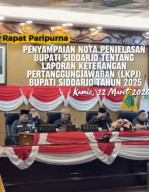 Sidang Paripurna DPRD Sidoarjo LKPJ Bupati, Legislatif Rekom Kinerja Eksekutif Perlu Ditingkatkan