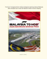 Malaysia Selenggarakan Sirkuit untuk GP Bahrain