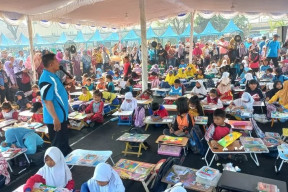 Ratusan Siswa SD Kota Mojokerto Ikut Lomba Mewarnai Tokoh Ipin Upin