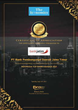 Bank Jatim Raih Penghargaan di Ajang Indonesia Top Bank Awards 2021