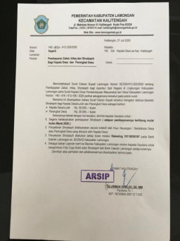 Kades Diminta Shodaqoh ke Baznas, SE Bupati Syarat Kepentingan Politik