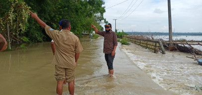 Hujan Deras, Jalan dan Sawah di Kecamatan Modo Terendam