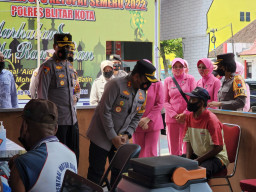 Kapolres Blitar Kota bersama Ketua Bhayangkari Cabang Blitar Sambangi Petugas Pospam dan Posyan