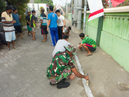 Satgas TMMD Ke 114 Kodim 0816/Sidoarjo Bersama Warga Lakukan Karya Bakti