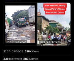 Gubernur Sibuk Jogging, Warganet Minta Jokowi Tinjau Jalanan Rusak di Jateng