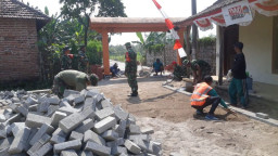 Penuh Rasa Gotong Royong, Satgas TMMD ke 114 Sidoarjo Selesaikan Sasaran Fisik