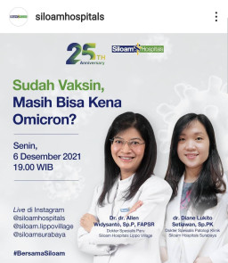 Siloam Hospitals Edukasi Cegah Virus Corona Omicron. Suntik Vaksin Saja Tidak Cukup!