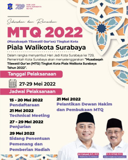 Semarak HJKS ke 729, Pemkot Gelar MTQ Tingkat Kota Piala Wali Kota Surabaya