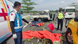 Sopir Mengantuk, Pikap Tabrak Guardrail