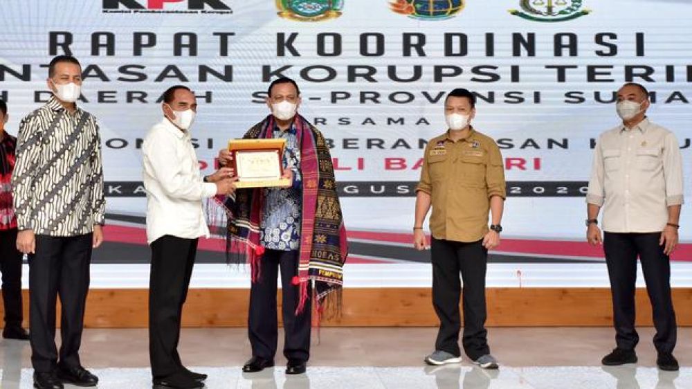 Ketua KPK, Firli Bahuri, saat menghadiri Rapat Koordinasi (Rakor) 