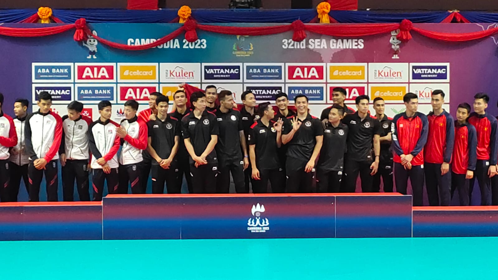 Atlet voli putra Indonesia di ajang Sea Games ke-32. Foto: Diskominfo Jatim.