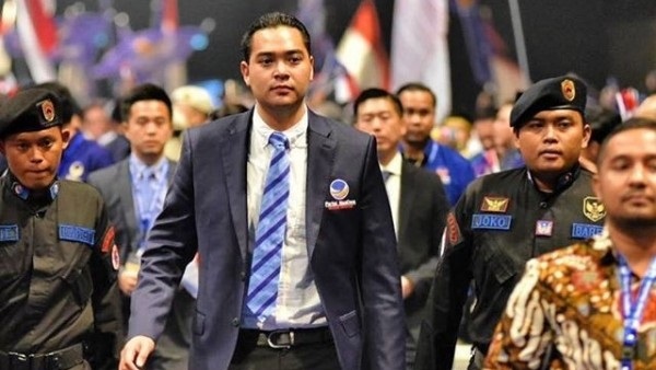 Prananda Surya Paloh saat memberikan motivasi di hadapan ratusan caleg Partai NasDem di acara Konsolidasi Pemenangan Se-Jawa dan Bali di NasDem Tower, Minggu (15/10/2023).