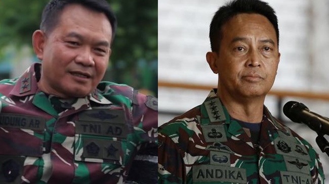 Jenderal TNI Andika Perkasa (kanan) dan Letjen TNI Dudung Abdurachman (kiri)