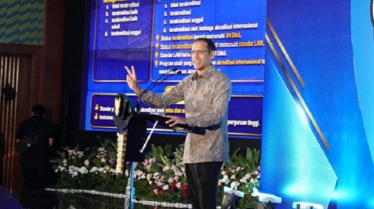 Mendikbudristek, Nadiem Makarim membeberkan kebijakan baru terkait penghapusan skripsi bagi tugas akhir mahasiswa. SP/ JKT