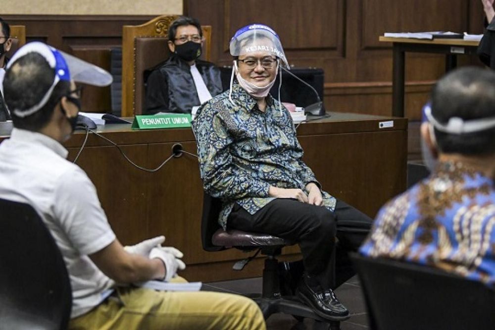 Suasana Sidang Perdana Perkara Korupsi Jiwasraya, Rabu Rabu (3/6/2020), di Pengadilan Negeri Jakarta Pusat (PN Jakpus).