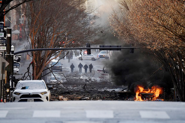 Ledakan hebat mengguncang pusat kota Nashville, Amerika Serikat, pada Hari Natal (25/12/2020).
