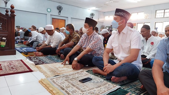 Suasan sholat Idul Adha di rutan Medaeng, Sidoarjo, Minggu (10/7/2022).