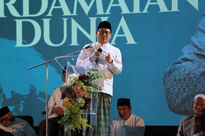 Gus Muhaimin Iskandar dalam acara Doa dan Halal Bihalal bersama ulama di Surabaya, Minggu 22/5/2022. SP/Riko Abdiono