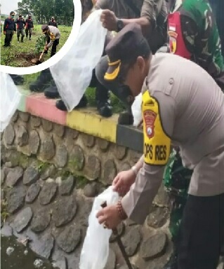 Kapolres Lumajang saat tebas benih ikan. SP/Lim