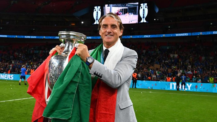 Gelar perdana Roberto Mancini sebagai pelatih Italia. SP/Football Italia
