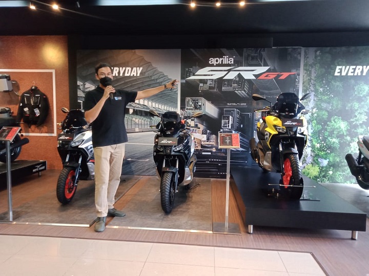 Suasana launching Motor Baru Aprilia di Surabaya, Jumat (22/7/2022). SP/Amin