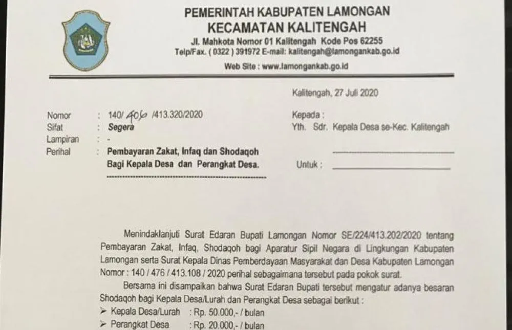 Kades Diminta Shodaqoh ke Baznas, Kades Lawan SE Bupati