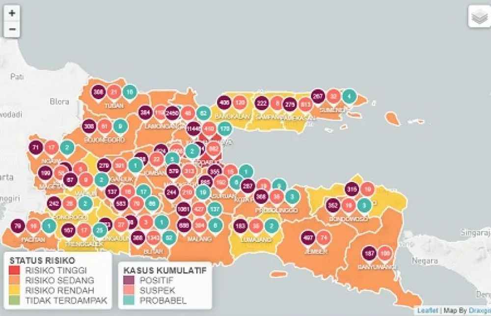 Daftar Update Zona Merah di Jawa Timur Per 24 Agustus 2020