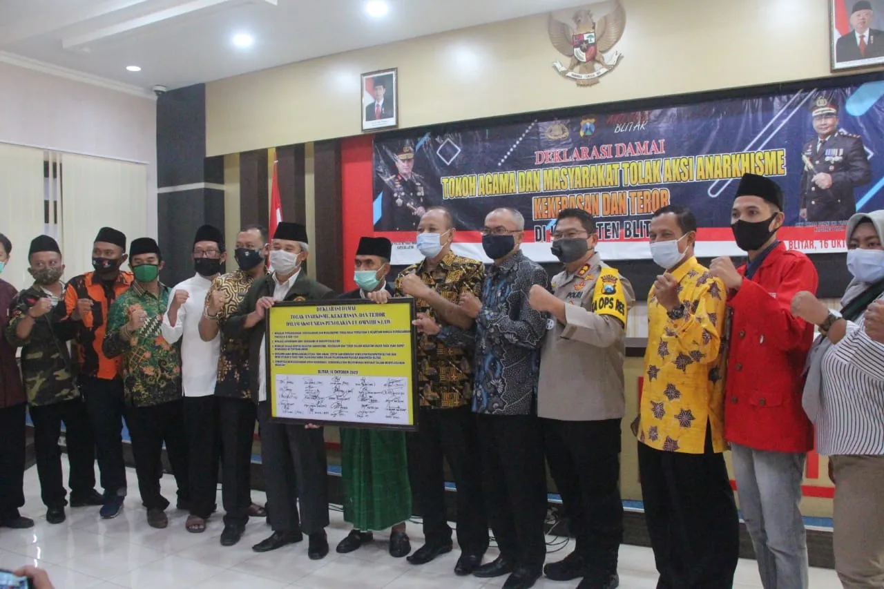 Polres Blitar Gelar Deklarasi Damai Bersama Toga, Ormas dan Mahasiswa