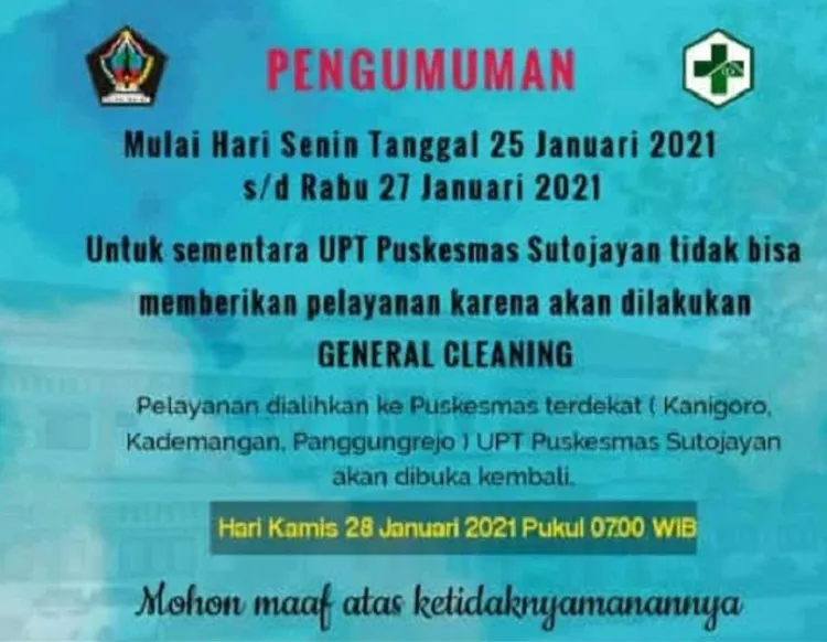 Nakes Positif Covid-19, Puskesmas Sutojayan Ditutup