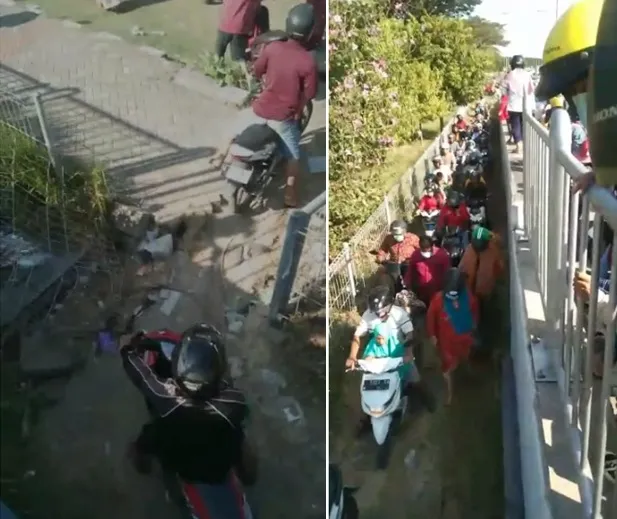Viral, Hindari Penyekatan Pengendara Motor Jebol Pagar Suramadu
