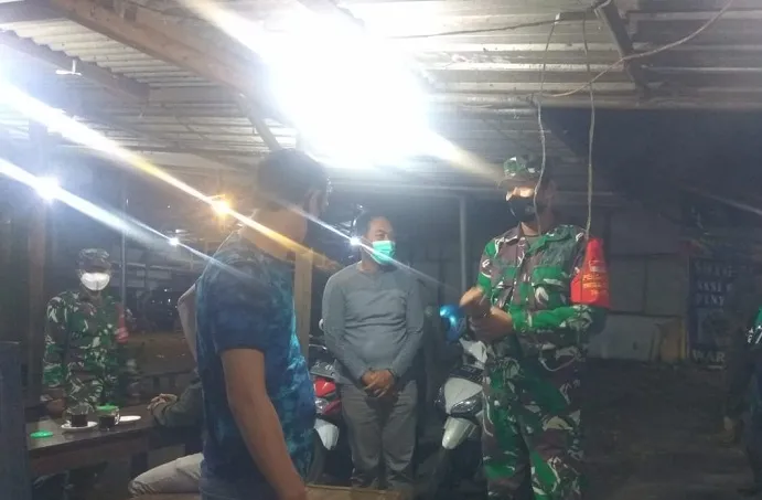 Danramil 03/Buduran Pimpin Operasi Yustisi PPKM Darurat