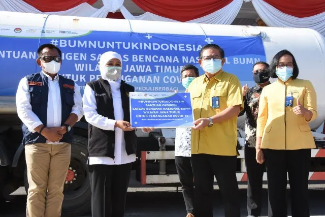Satgas Tanggap Bencana BUMN Jatim Bantu 9,9 Ton Oksigen Medis