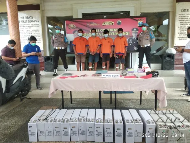 Beraksi di 19 TKP, Komplotan Pencuri Baterai Tower Diringkus