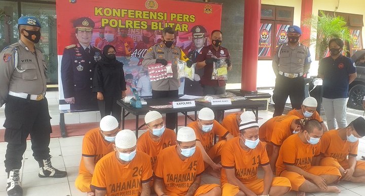 Rilis kasus narkoba di Polres Blitar, Selasa (16/3) siang. SP/Hadi Lestariono