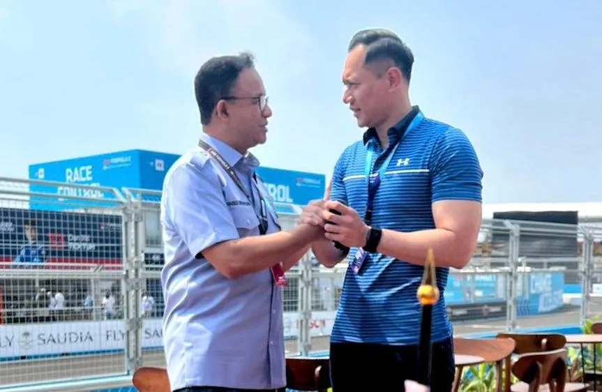 Begini Keakraban Anies Baswedan dan AHY disela Perhelatan Balap Formula E
