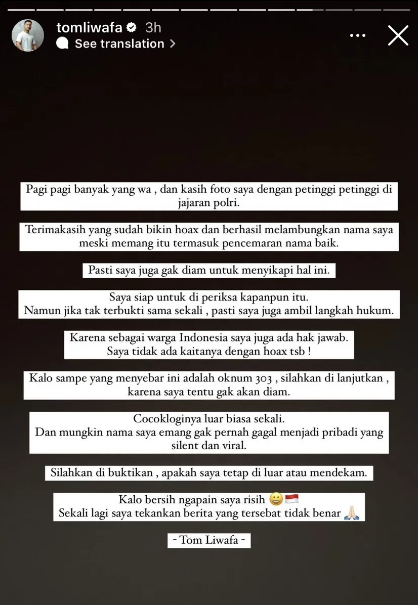 Tom Liwafa, Crazy Rich Surabaya, Bantah Terlibat Konsorsium Skema Kaisar Sambo