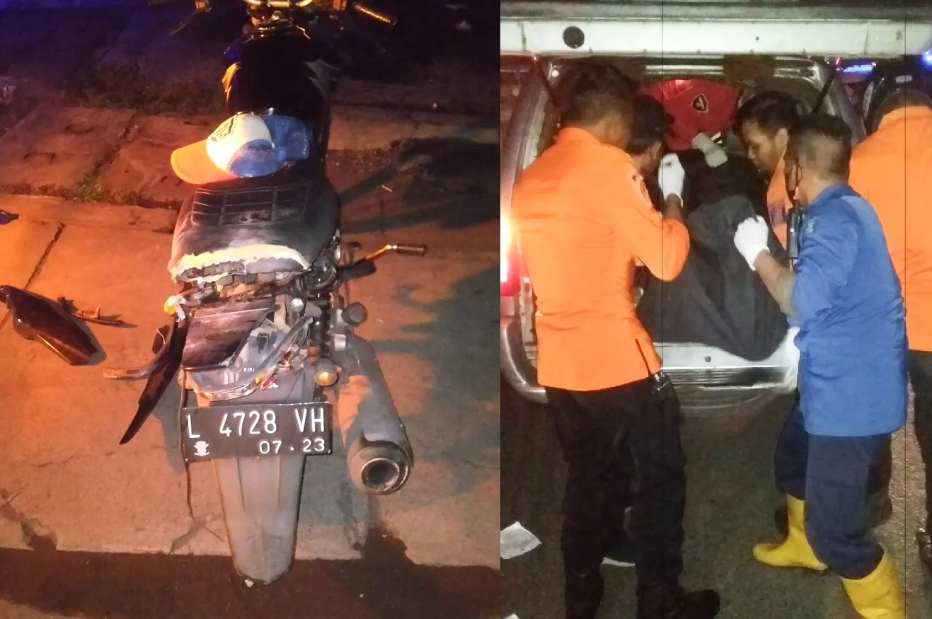 Nyetir Sambil Mabuk, Pemotor Tewas Terpental Masuk Selokan