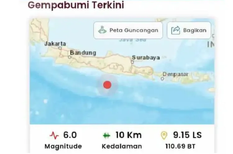 Gempa Bumi 6,0 M di Pacitan Guncang Madiun dan Sekitarnya, Dinding Rumah Sampai Retak