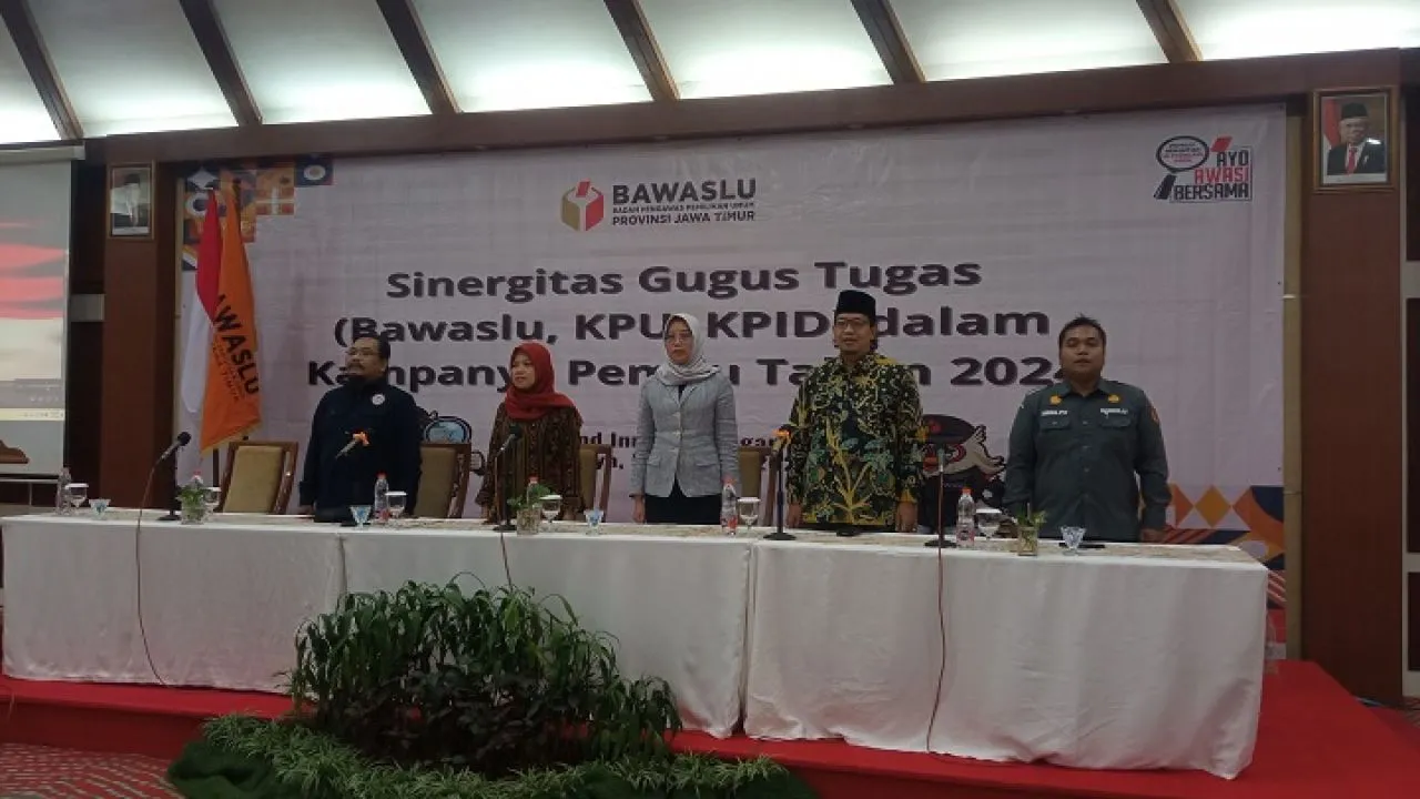 Jelang Masa Tenang, Bawaslu, KPU, dan KPID Jatim Kompak Jaga Kondusifitas Pemilu