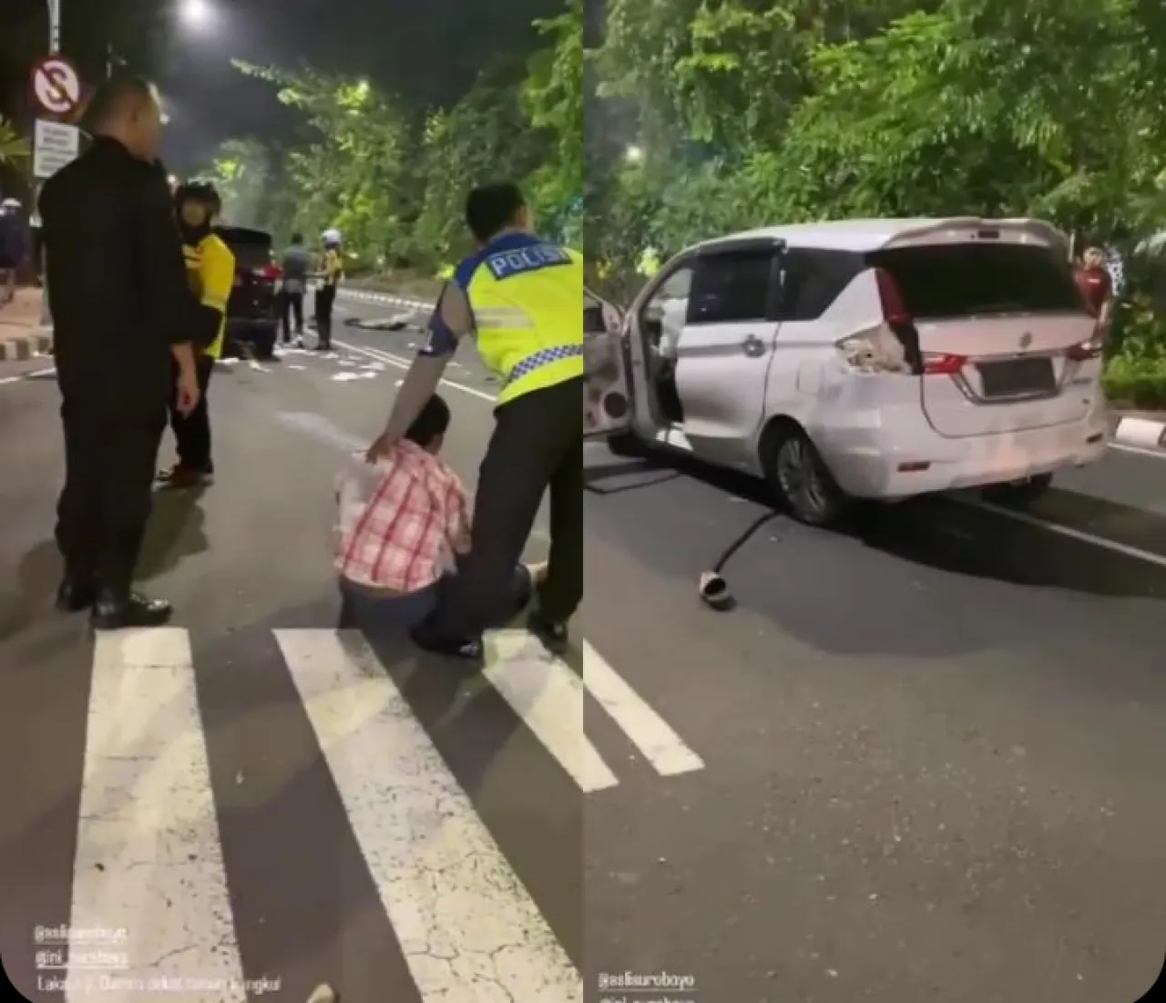 Pulang Kerja, Oknum Jaksa Kejari Tanjung Perak Tabrak Tukang Becak dan Mobil