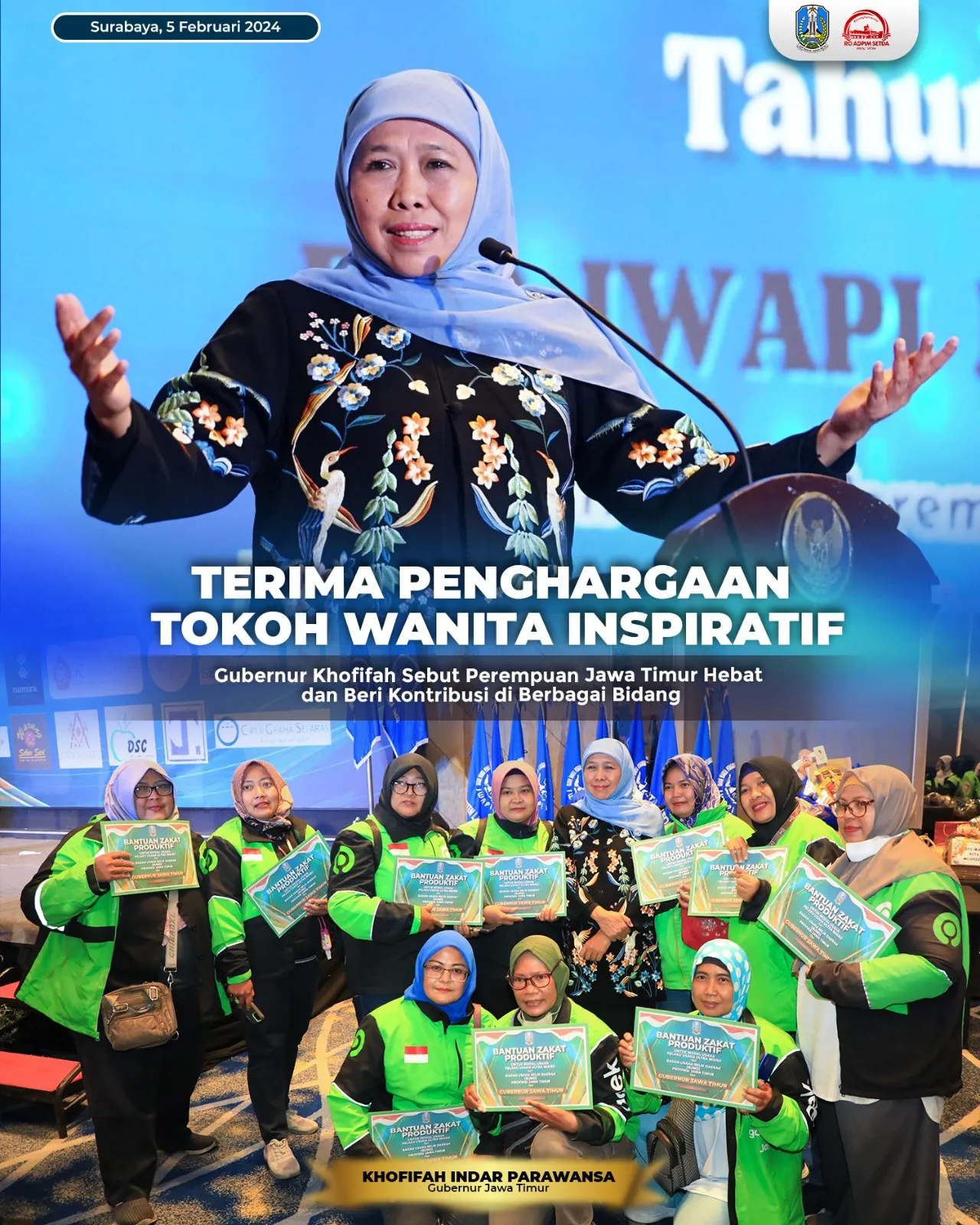 Gubernur Khofifah Terima Penghargaan Tokoh Wanita Inspiratif