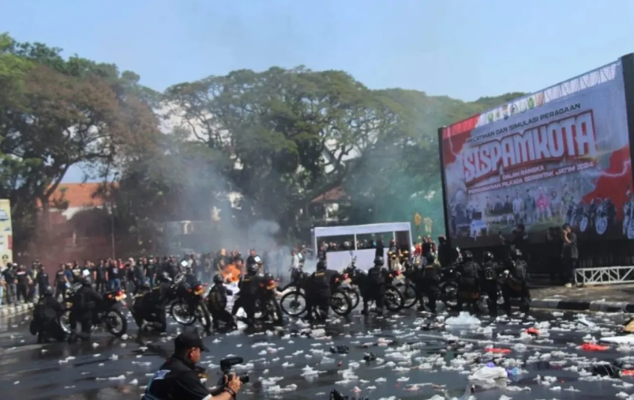 Polresta Malang Kota Gelar Simulasi Pengamanan Pilkada 2024