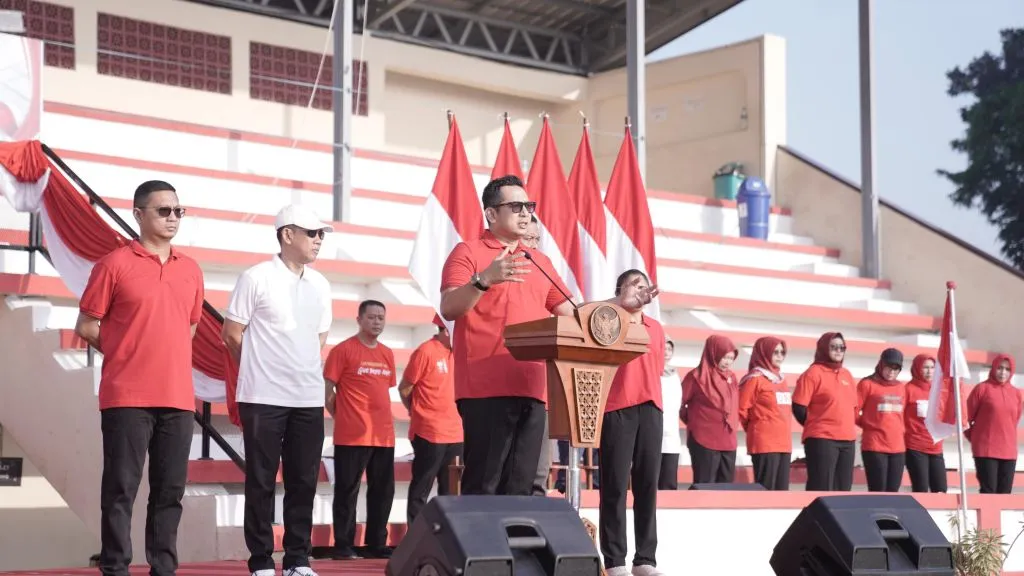 Lautan Merah Putih di GOR Mojokerto, Pj Ali Kuncoro Gugah Semangat Patriotisme dan Nasionalisme