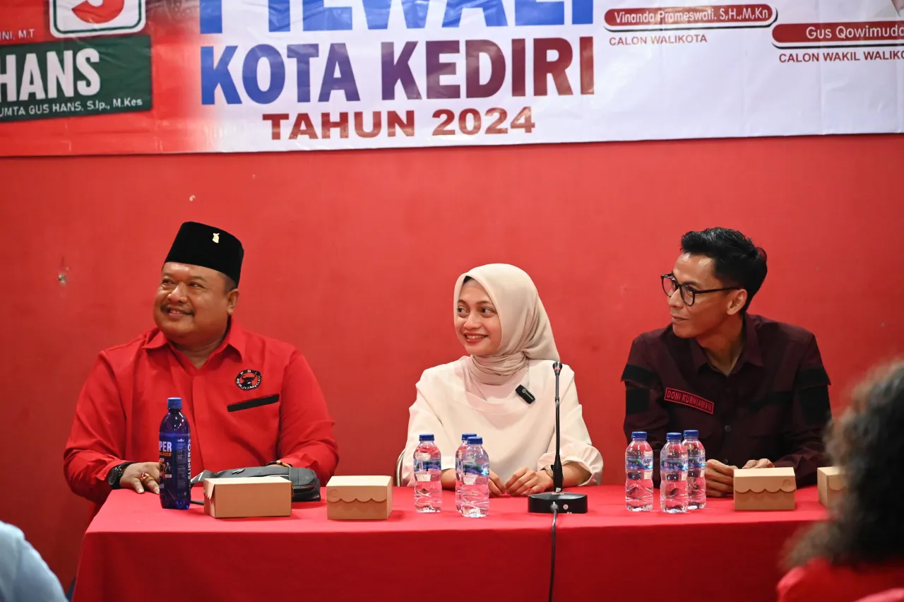 Ratusan Kader Banteng Semangat Menangkan Paslon No 1 Vinanda - Gus Qowim di Pilkada Kota Kediri 2024